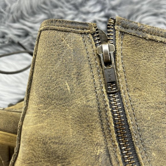 Vintage Bed Stu Distressed Military Combat Leather Boots Gray Beige Size 6.5 - Picture 10 of 11